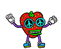 Meditation Strawberry Sticker by Russell Taysom