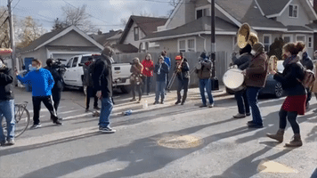 Band Plays at George Floyd Memorial Site After Guilty Verdict