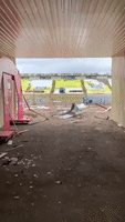 Ukraine Olympian Surveys Damage at Chernihiv Stadium