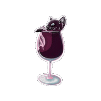 Glass Of Wine Cat Sticker