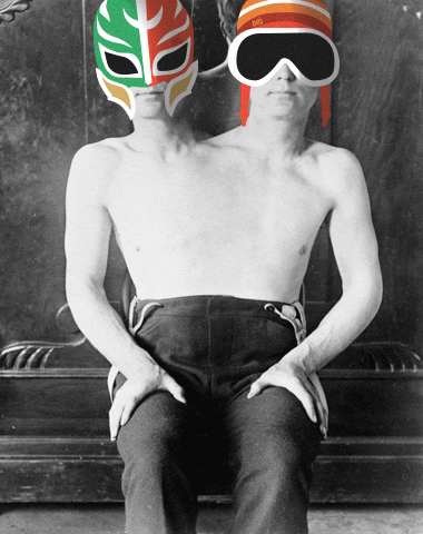 OdetteetJose giphyupload vintage couple mask GIF