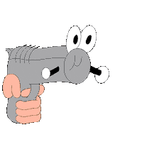 animation gun Sticker by Simeon Kondev