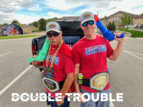 Shotgunning Double Trouble GIF by Tailgating Challenge