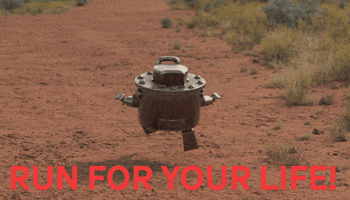 EnterStudio run robot escape desert GIF