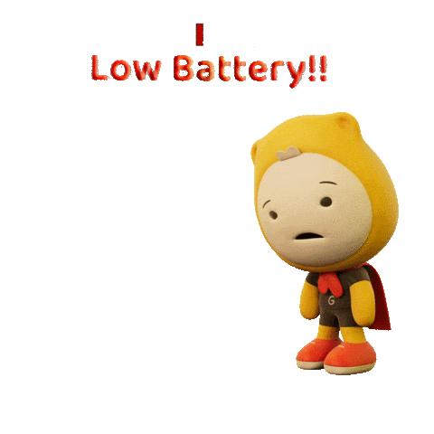 Tired Battery Low Sticker by Gumazing