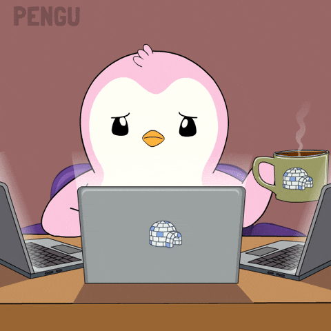 Tired Work From Home GIF by Pudgy Penguins