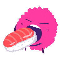 Hungry Sushi Roll Sticker by SkritterHQ