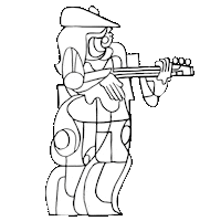 Jamming Black And White Sticker by Ryan Seslow