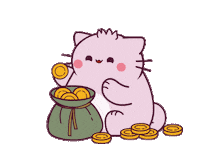 Make It Rain Cat Sticker by Pembe