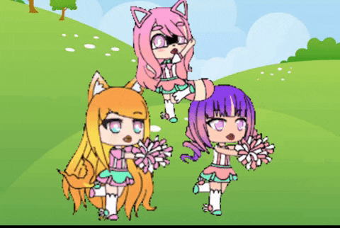 gachalifeclub giphygifmaker giphyattribution raccoon cheerleaders GIF