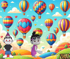 Floating Hot Air Balloon GIF by Zhotcita