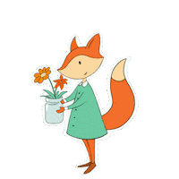 aware_animals happy smile flower fox Sticker