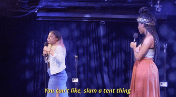 phoebe robinson you can't like slam a tent thing GIF by 2 Dope Queens Podcast