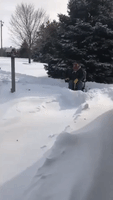 Man Uses Wheelchair to Push Snow During Weekend Snowstorm