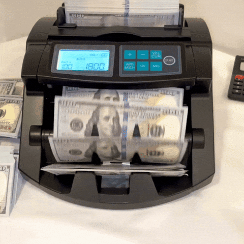 RevenueLand giphyupload money machine 100 dollar bill money counting GIF