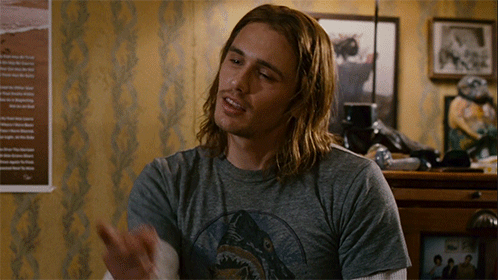 Movie gif. James Franco as Saul in Pineapple Express points gratefully and says, “Thanks, man. Thank you.”