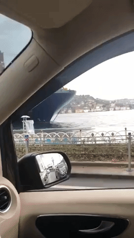Cargo Ship Crashes Into Walkway Along Istanbul's Bosphorus Strait