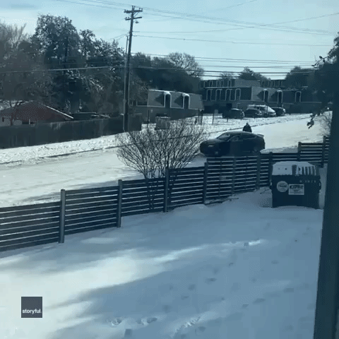 Motorists Scream as Vehicles Slide Down Icy Austin Hill