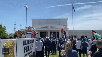Pro-Palestinian Protesters Gather in Dearborn During Biden Visit to Michigan Auto Plant