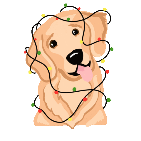 katiedensondesigns giphyupload christmas puppy golden retriever Sticker