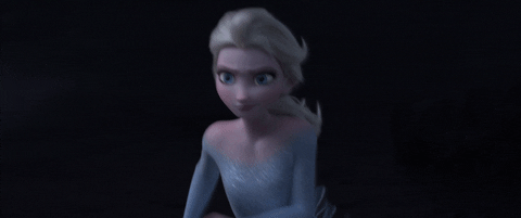 Disney gif. Elsa from Frozen is running at full speed and her eyes narrow as she gets more determined.