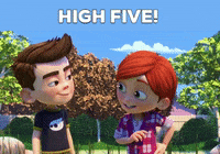 superprod friends high five pat the dog paf le chien GIF