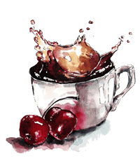 Carnivalofsadness coffee cherry watercolor karinakuts Sticker
