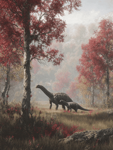 DinosaursWereHereFirst giphyupload dinosaurs dinos prehistoric foliage GIF
