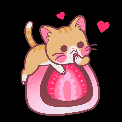 Angelfishbox giphygifmaker cat kitten strawberry GIF
