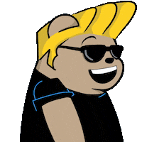 Happy Johnny Bravo Sticker by SuperRareBears