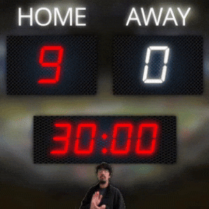 Home: 9, Away: 0
