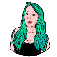 Green Hair Love Sticker