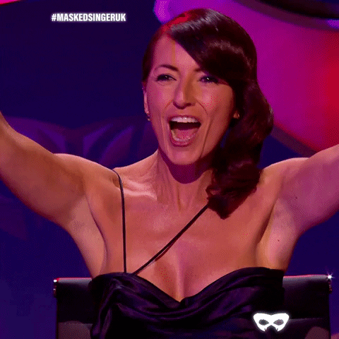 Happy Davina Mccall GIF by The Masked Singer UK & The Masked Dancer UK