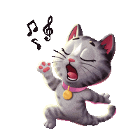 Cat Singing Sticker by Hooray Studios