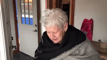 'I Can't Believe It!' 96 Year Old Delighted to See First Snow in Many Years