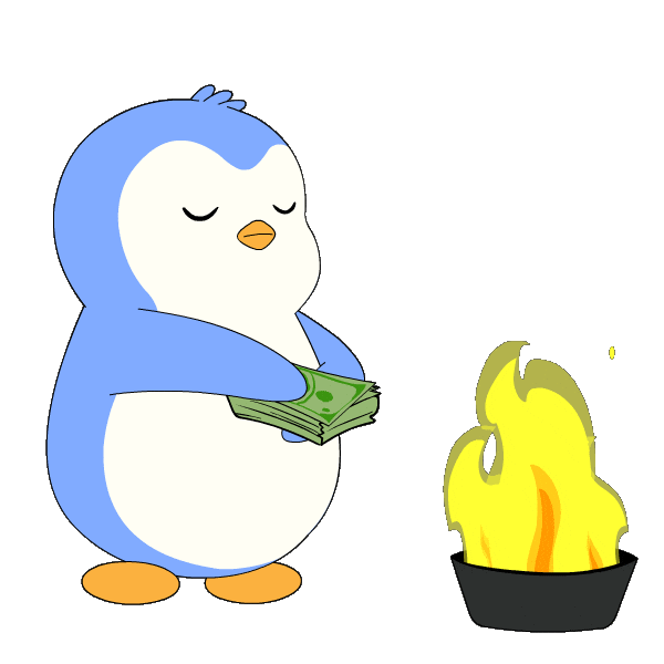 Money Burn Sticker by Pudgy Penguins