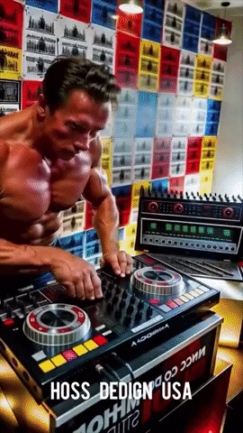 Arnold Schwarzenegger Dj GIF by HOSSDESIGNUSA