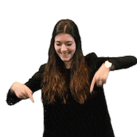 linda pointing down Sticker by Leadrs