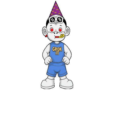 Party Hat White Monkey Sticker by Zhot