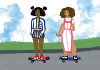 auroradraws friends vibes skate bff GIF