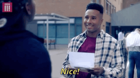 TV gif. Man on Enterprice looks at someone while holding a piece of paper in his hands. He smiles widely and says, “Nice!”