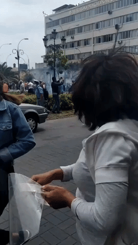 Tear Gas Fired During Protests Against Peru's New President in Lima