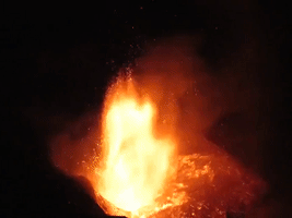 Glowing Lava Shoots Out of Cumbre Vieja Volcano