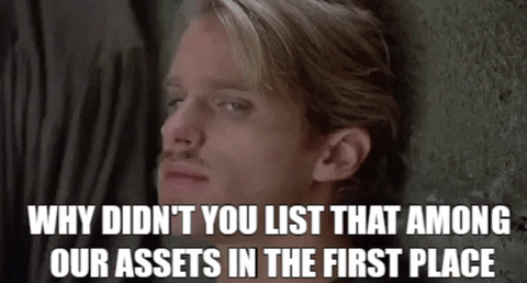 giphygifmaker eyeroll princess bride westley why didnt you list that among our assets in the first place GIF