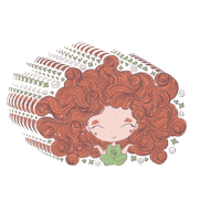 olgamigurumi meditation cute girl curly hair red hair Sticker