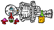 Skeleton Hangover Sticker by Russell Taysom