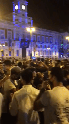 People in Madrid Celebrate Lifted COVID-19 Curfew