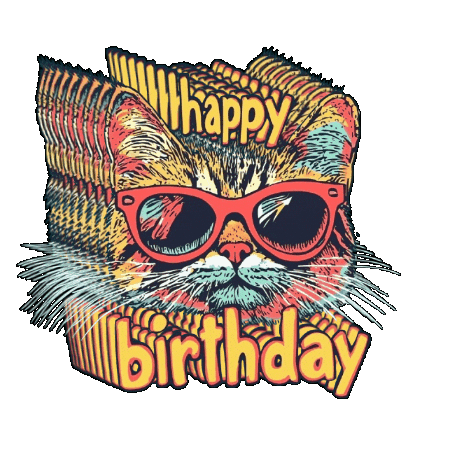 joyogram giphygifmaker cat happy birthday sunglasses Sticker