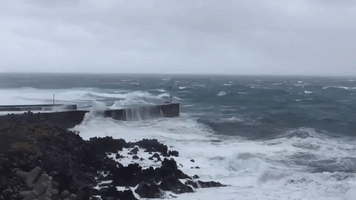 Typhoon Shanshan Whips Up Waves Off Izu Islands South of Japan