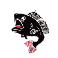 blackheartcreations black jump fish swimming Sticker